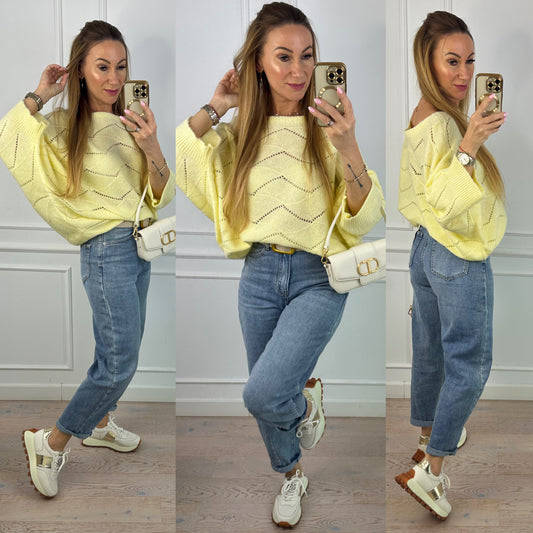 Sweter z wełną i moherem LIVIA / CYTRYNOWY