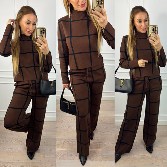 Dzianinowy komplet DANNYS / BRĄZOWY