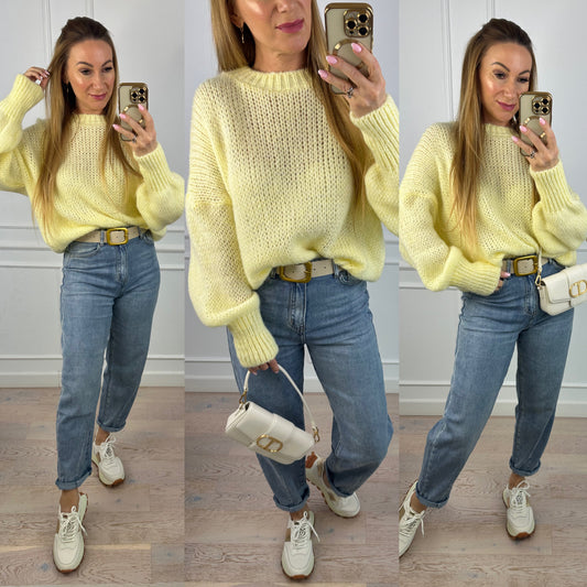 Sweter z wełną i moherem SASHA / CYTRYNOWY