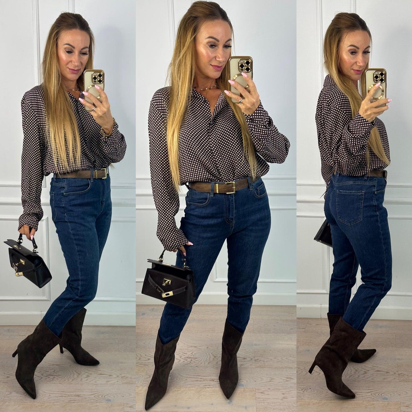 Koszula w groszki PETTICA / BURGUNDOWA