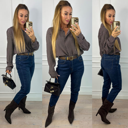 Koszula w groszki PETTICA / BURGUNDOWA