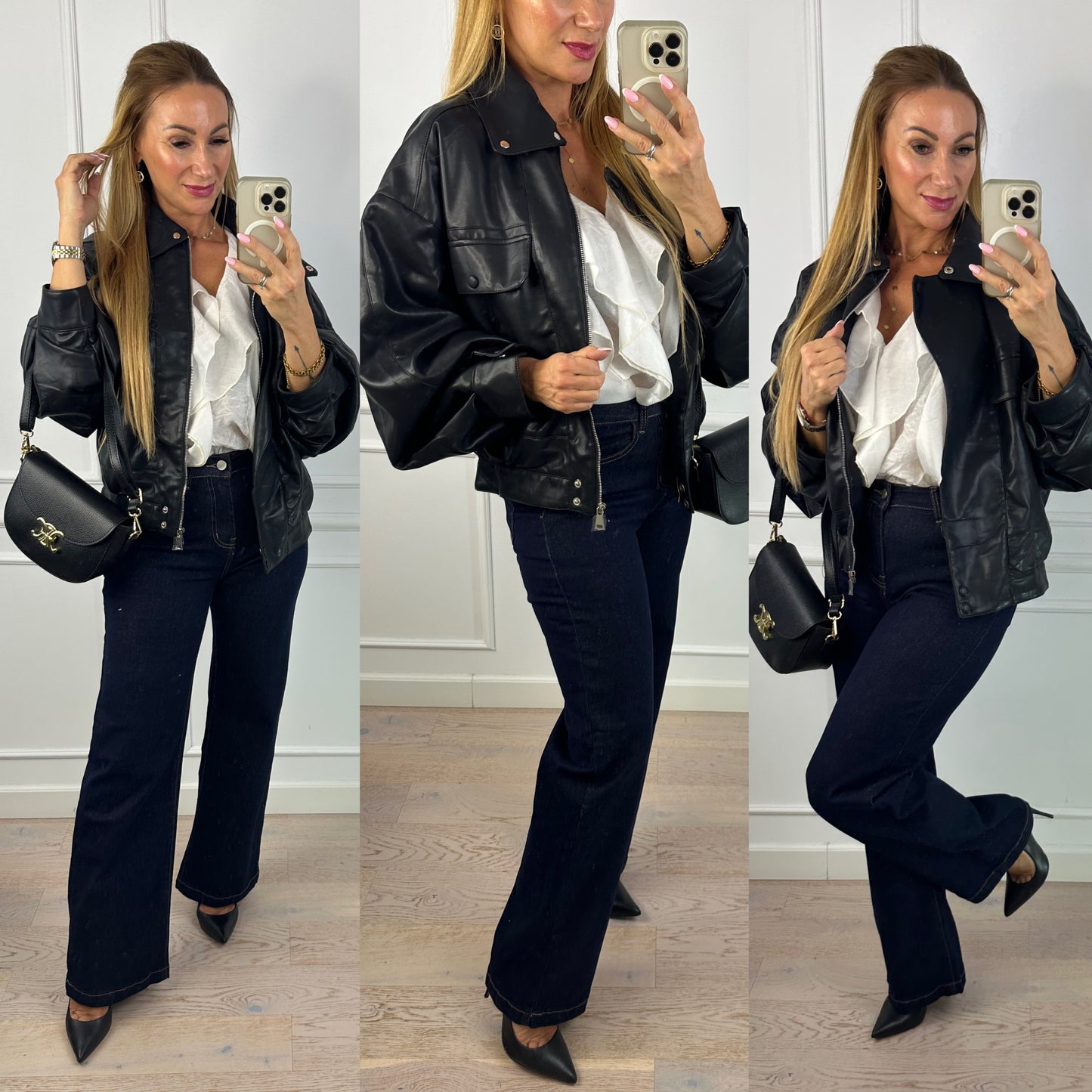 Bomberka z eko skóry RUNA / CZARNA