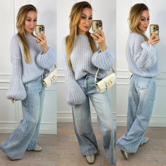 Sweter z moherem KASSY / NIEBIESKI