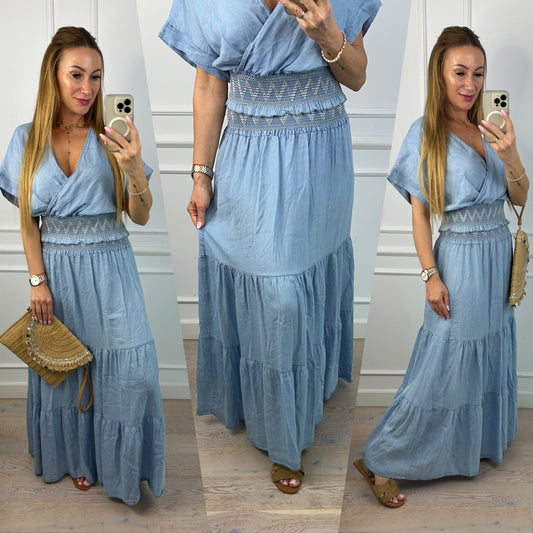 Spódnica z lekkiego jeansu INDY / NIEBIESKA