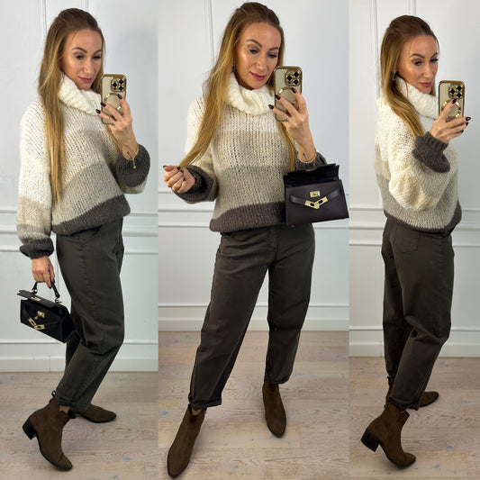 Sweter z wełną i moherem ANIS / KREMOWY