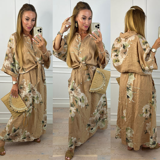 Koszula lniana CLEORE / CAMEL