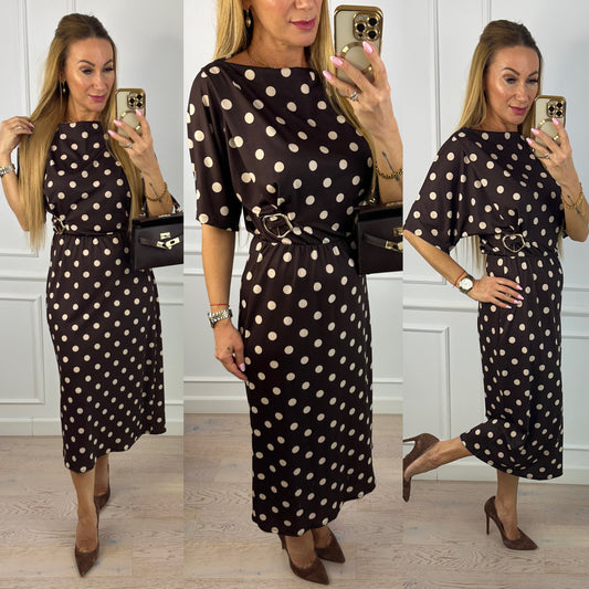 Sukienka w groszki CASANE / CZEKOLADOWA