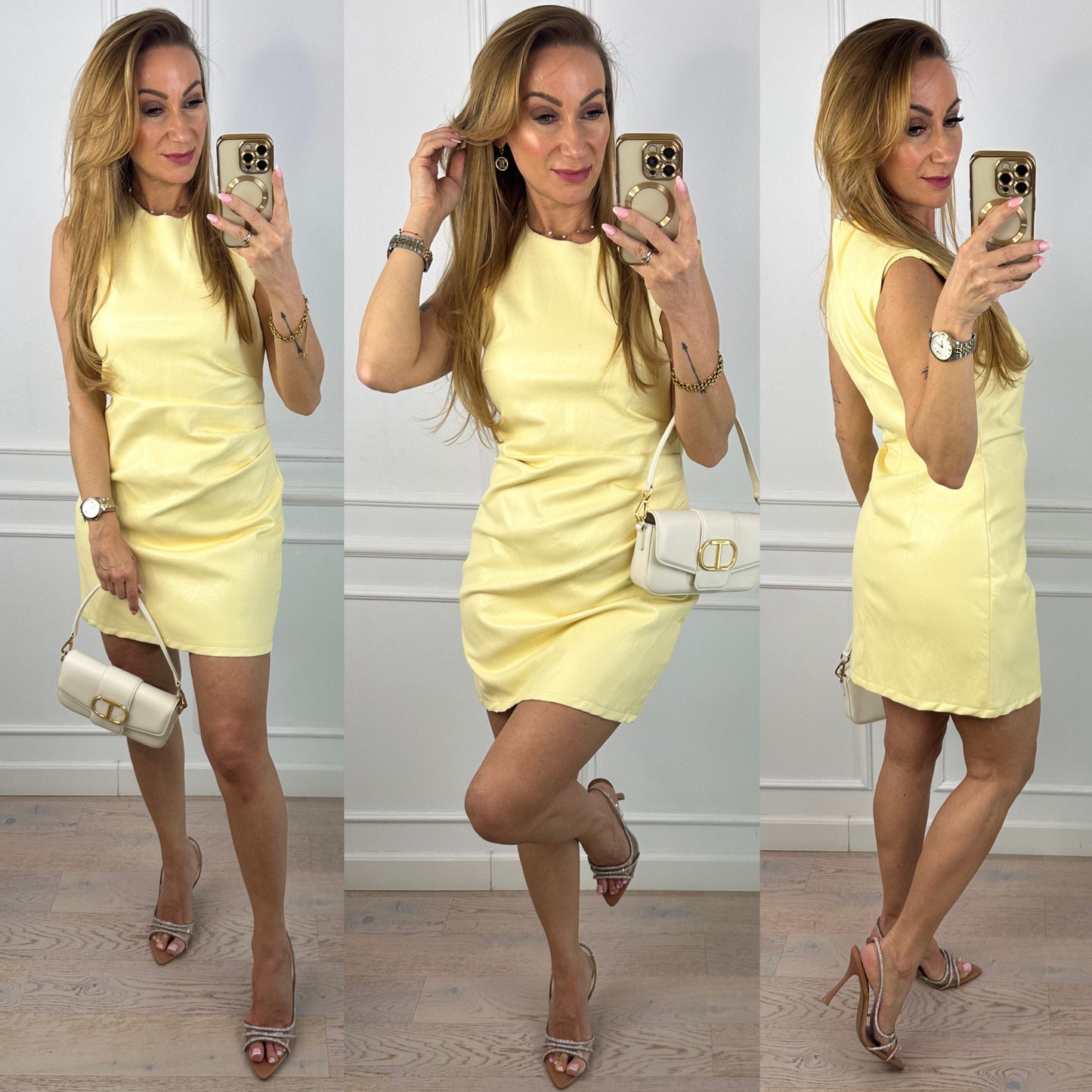 Sukienka z eko skóry ORNELLA / ŻÓŁTA