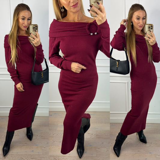 Dzianinowa sukienka LOUDER / BORDOWA