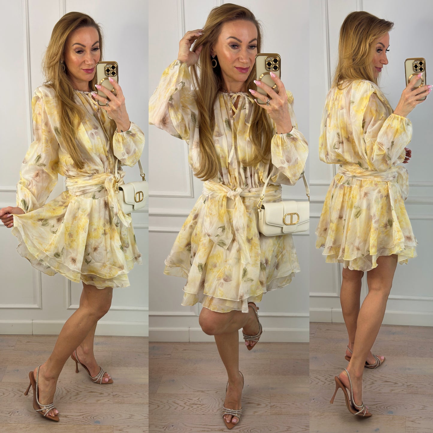 Sukienka w kwiaty LABELLA / ŻÓŁTA