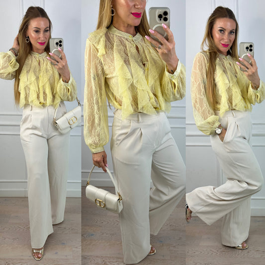 Koszula z koronki ARISSA / ŻÓŁTA