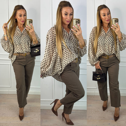 Bluzka z bawełny PENZA / BEŻOWA