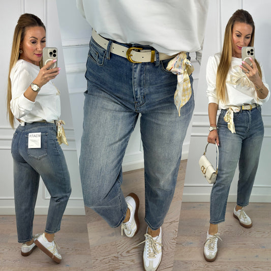 Spodnie MOM FIT JAIMY / BRUDNY NIEBIESKI