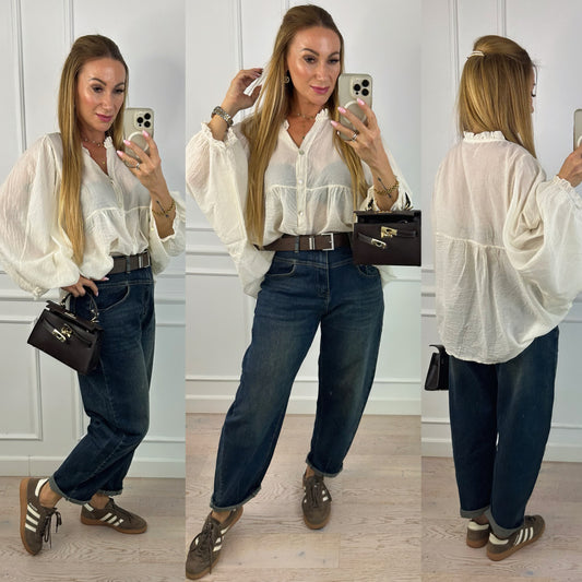 Bluzka z bawełny RUBINA / KREMOWA