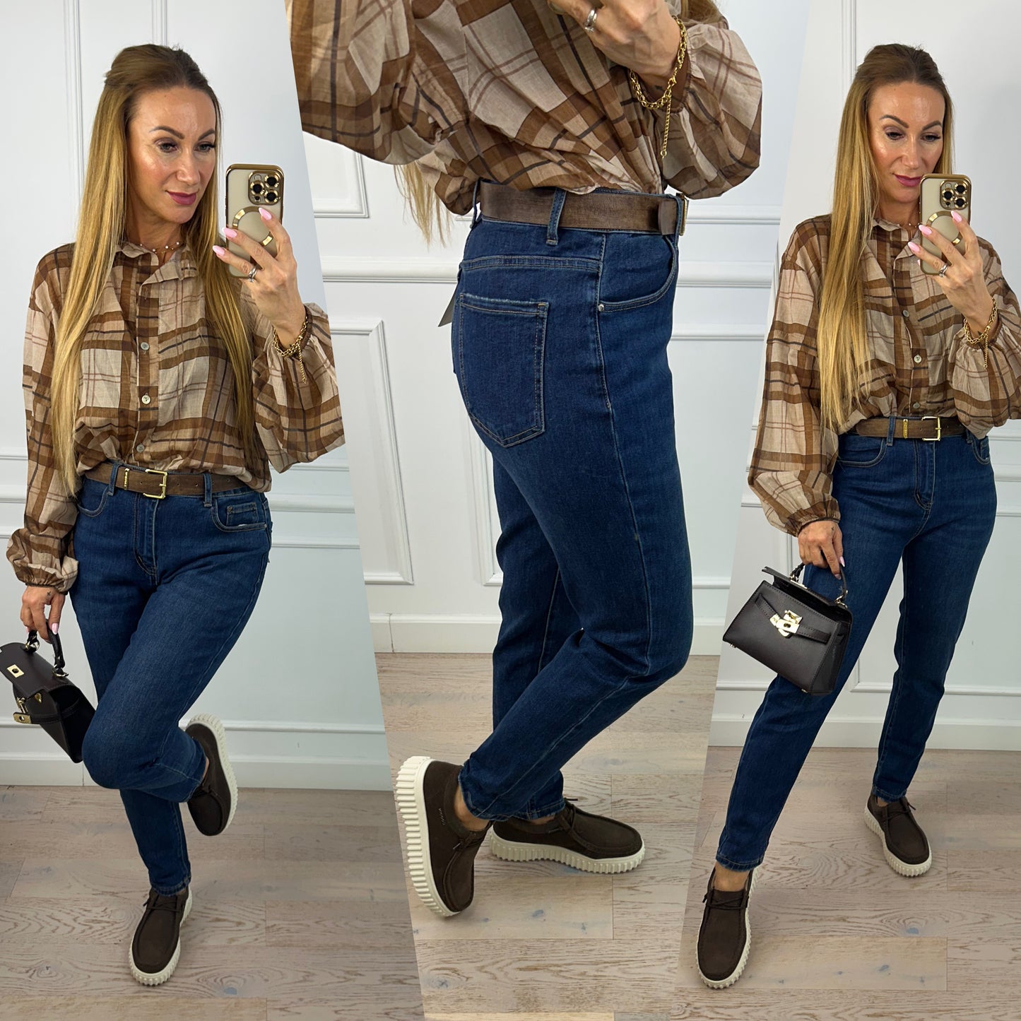 Spodnie jeansowe MOM FIT LINARI / GRANATOWE