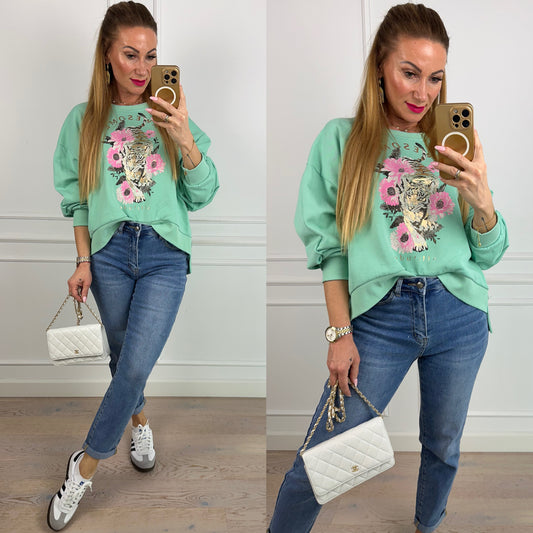 Bawełniana bluza AWESOME / TURQUOISE