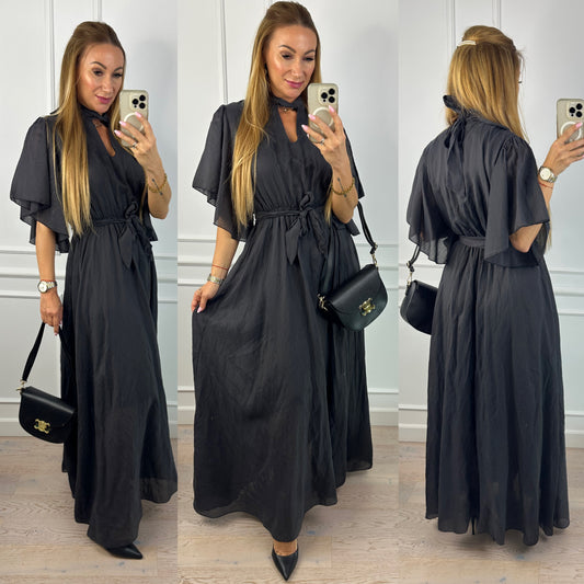 Sukienka z tencelem FIORELLA / GRAFITOWA