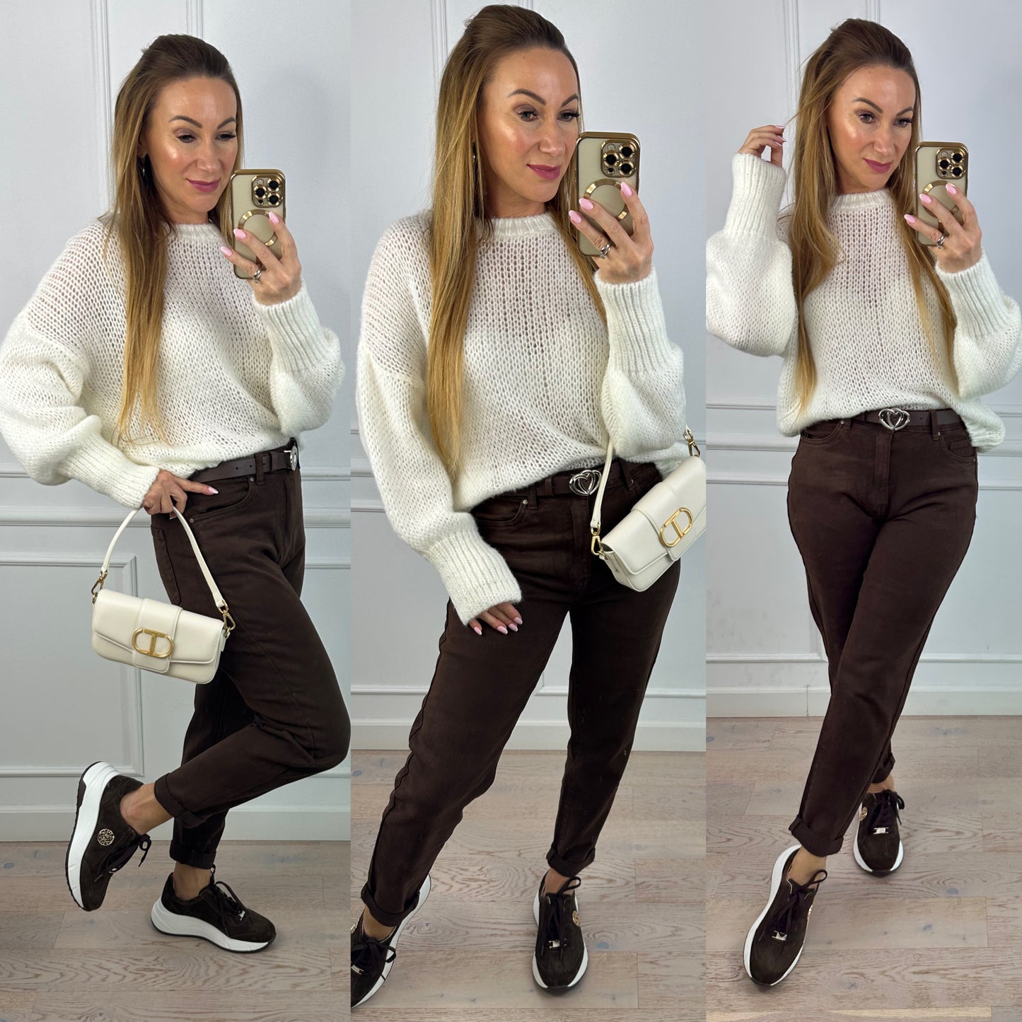 Sweter z wełną i moherem SASHA / ŚMIETANKOWY