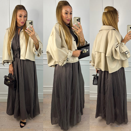 Kurtka z eko skóry CORA / JASNY BEŻ