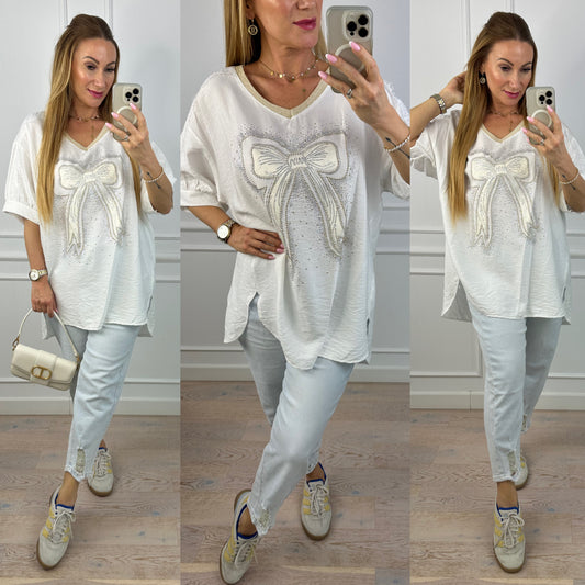 Bluzka z wiskozy AZALEA / ŚMIETANKOWA