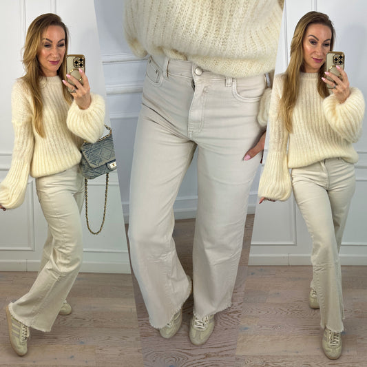 Spodnie jeansowe WIDE LEG FLINT / KREMOWE