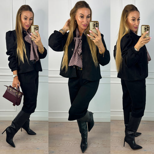 Kurtka ze sztucznego zamszu ELENA / CZARNA