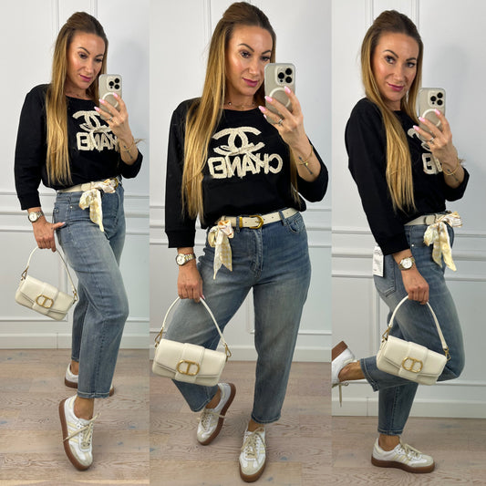 Bawełniana bluzka EVIE / CZARNA