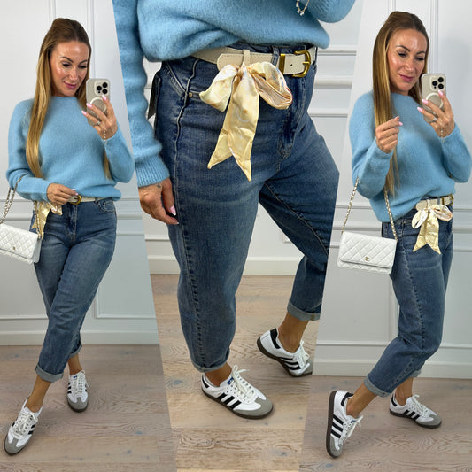 Spodnie MOM FIT FLOSSY / CIEMNONIEBIESKI