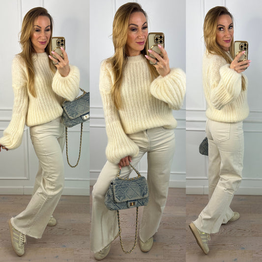 Sweter z moherem MINELLI / KREMOWY