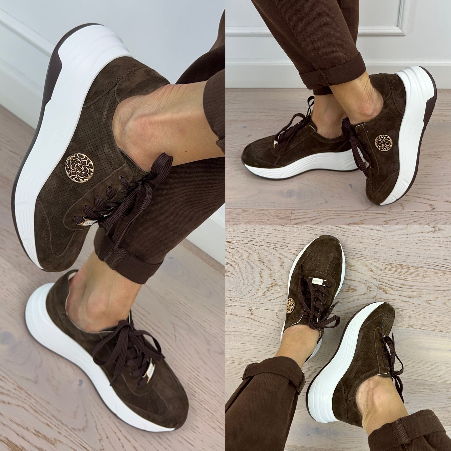 Skórzane buty sportowe ARIZONA / CZEKOLADOWE