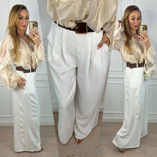 Spodnie WIDE LEG RIDGE / ŚMIETANKOWE