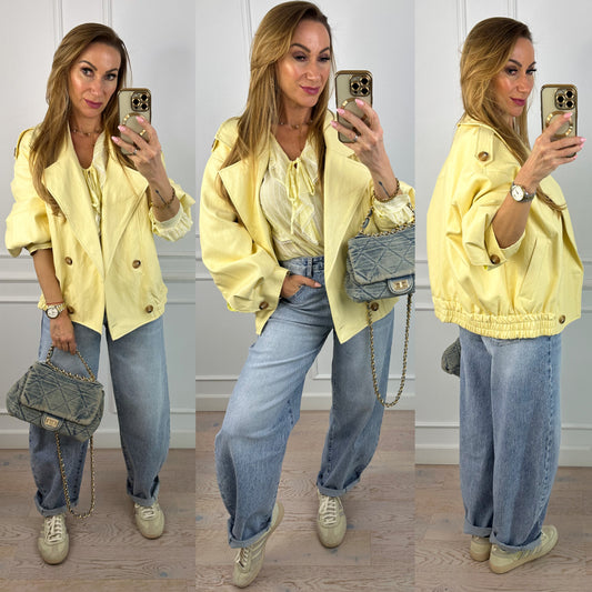 Kurtka z eko skóry BIRNEY / ŻÓŁTA