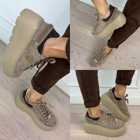 Skórzane buty na platformie FLORIDA / TAUPE