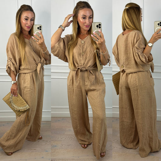 Bluzka lniana PEONIE / CAMEL