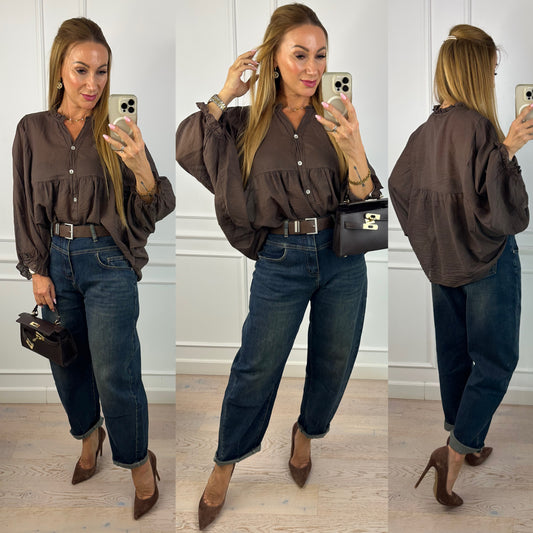 Bluzka z bawełny RUBINA / CZEKOLADOWA