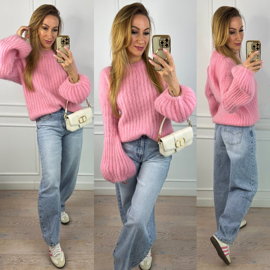 Sweter z moherem MINELLI / RÓŻOWY