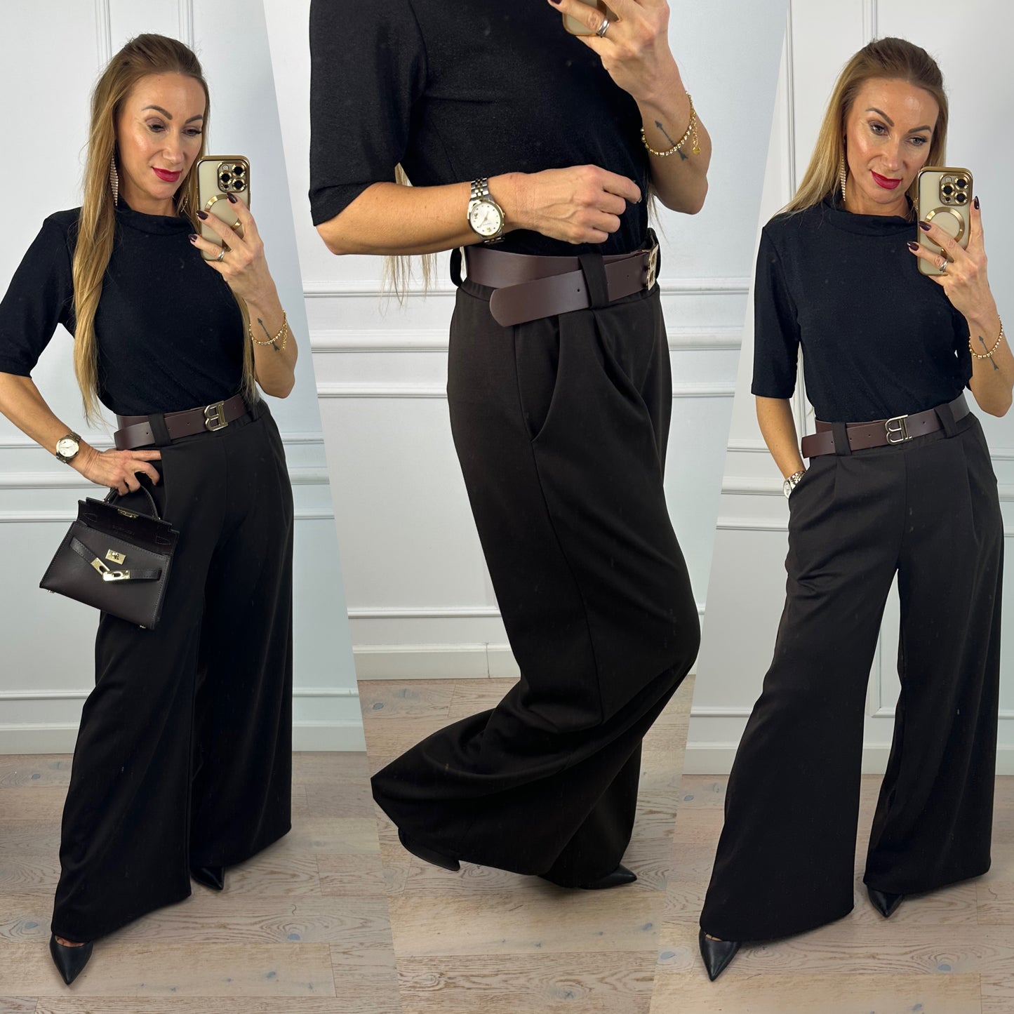 Spodnie WIDE LEG APRES / CZEKOLADOWE