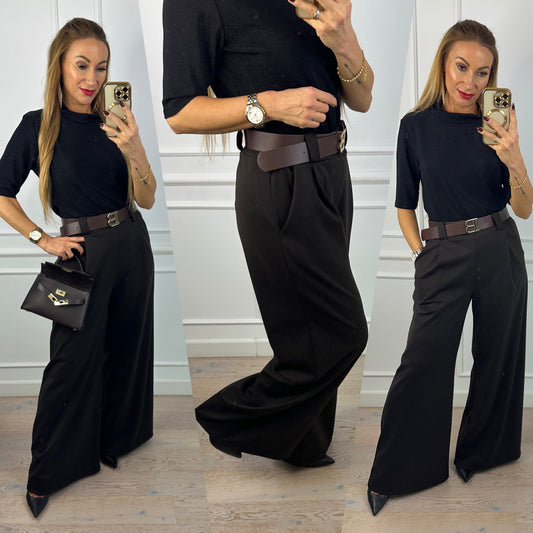 Spodnie WIDE LEG APRES / CZEKOLADOWE