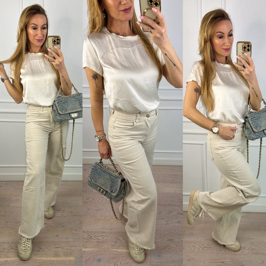 Bluzka z wiskozy TIERRA / KREMOWA