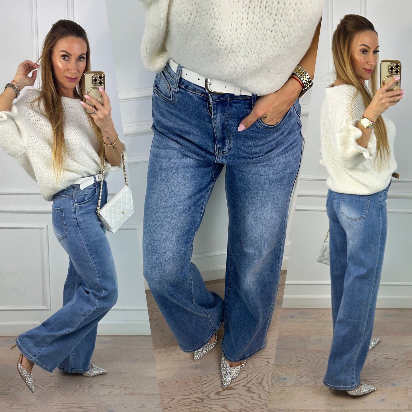 Spodnie jeansowe WIDE LEG HENSON / NIEBIESKIE