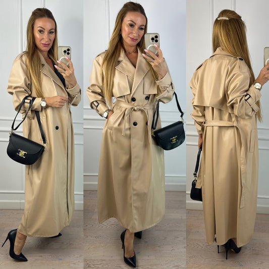 Trencz z eko skóry LUCAN / KREMOWY