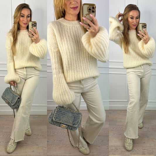 Sweter z moherem MINELLI / KREMOWY