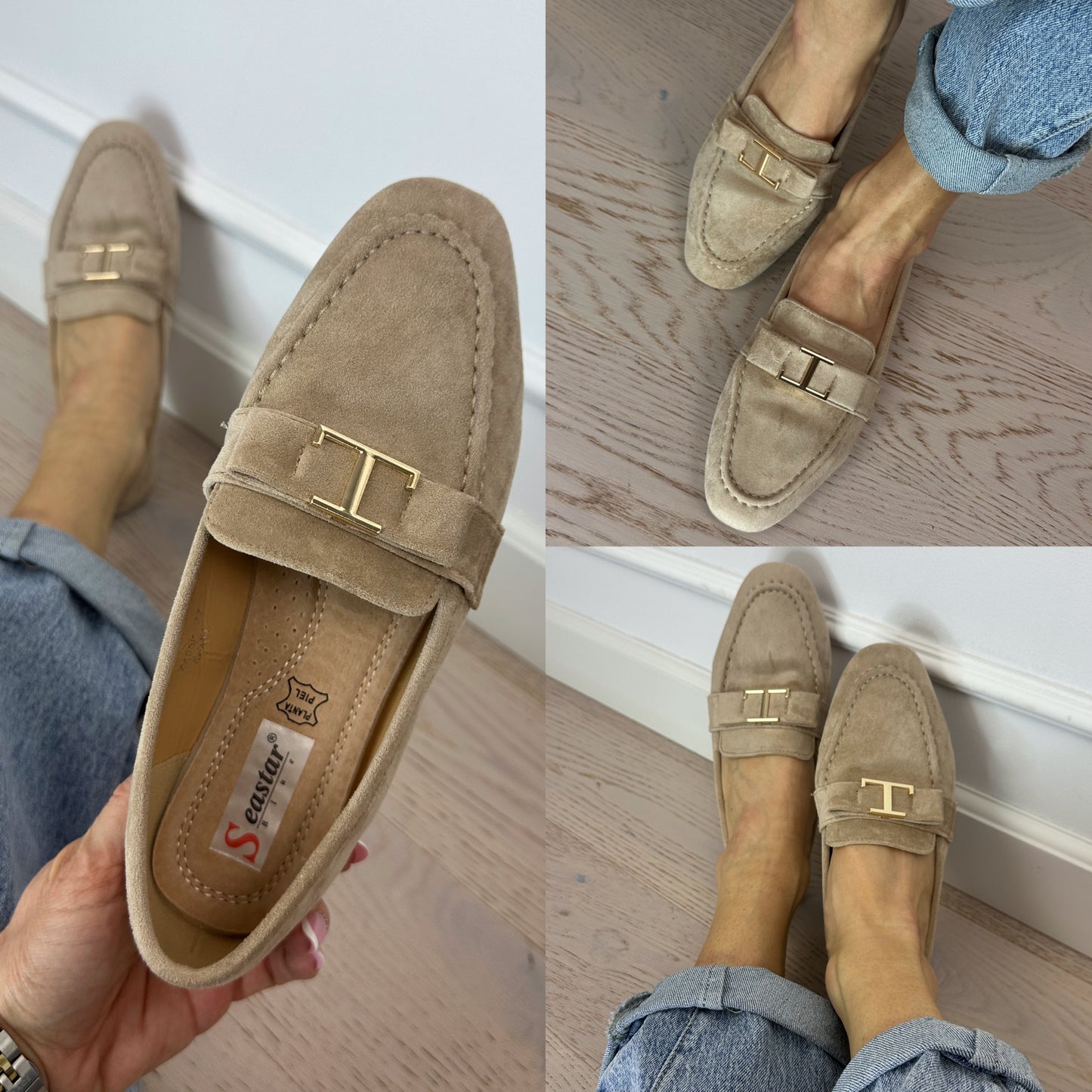 Mokasyny z eko zamszu DENZEL / KHAKI
