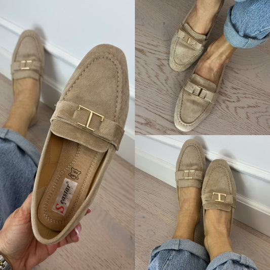 Mokasyny z eko zamszu DENZEL / KHAKI