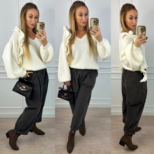 Sweter z wełną VILIAN / ŚMIETANKOWY