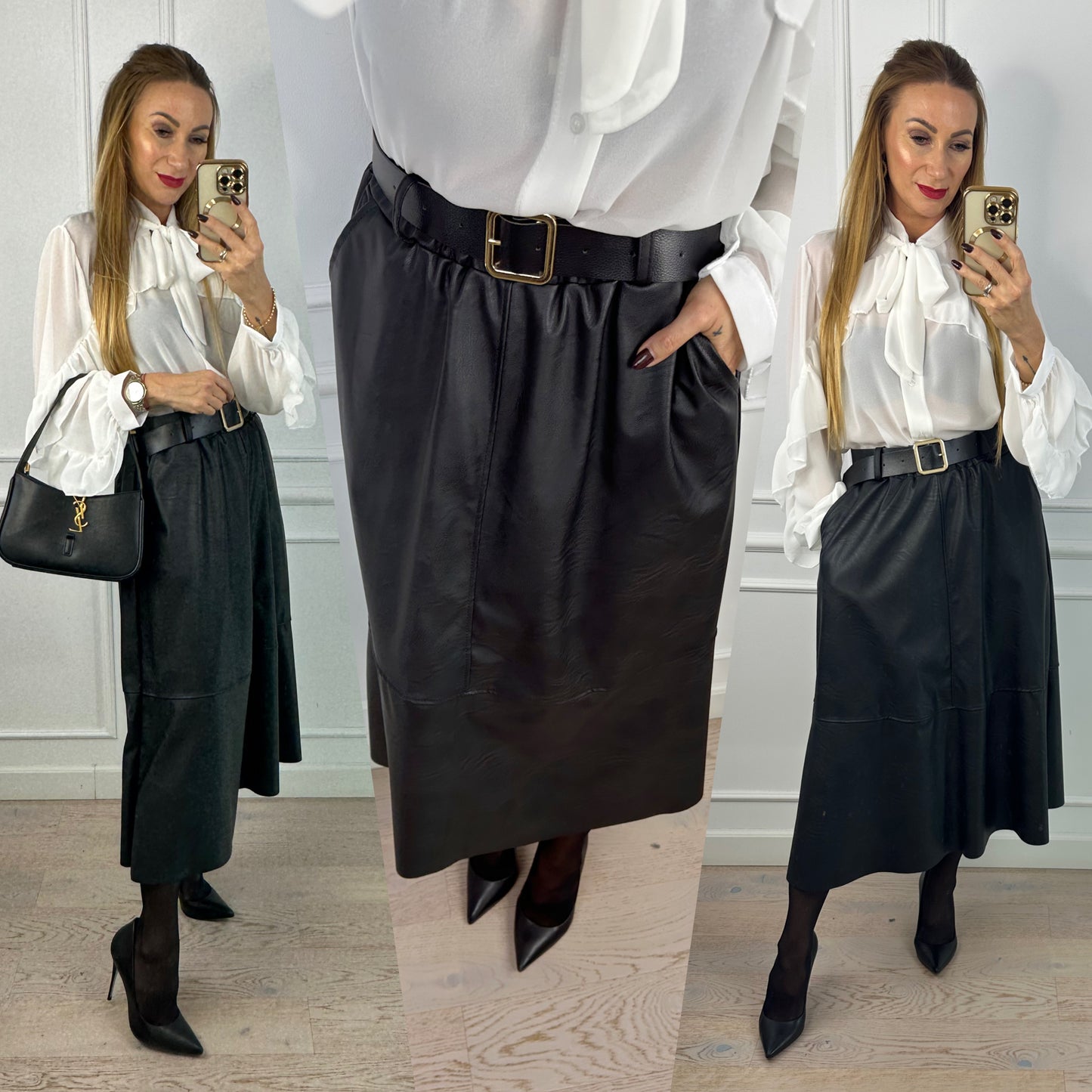 Spódnica z eko skóry CAYLA / CZARNA