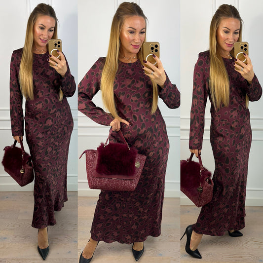 Sukienka z wiskozy i jedwabiu MANOLYA / BURGUND