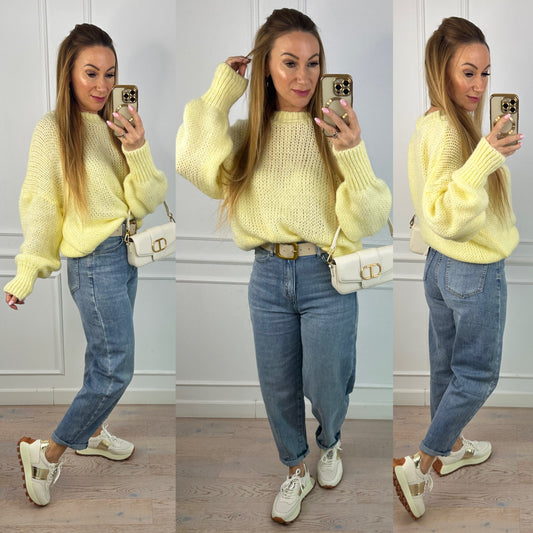 Sweter z wełną i moherem SASHA / CYTRYNOWY