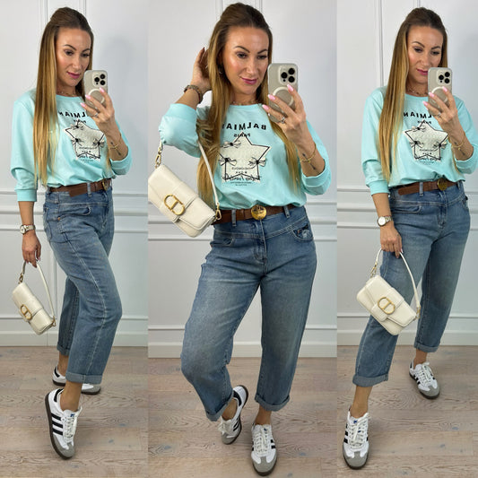 Bawełna bluzka DANTA / TURKUSOWA