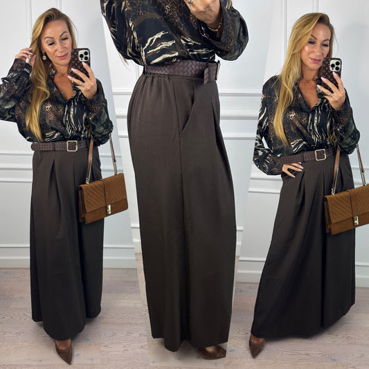 Spodnie WIDE LEG HANSON / CZEKOLADOWE
